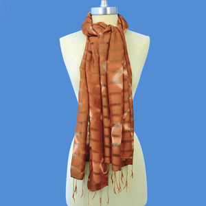 COPPER ISAN TIE-DYE HAND WOVEN SILK & COTTON SCARF SCARVES ZENZOEY JEWELRY & ACCESSORIES 