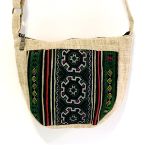 HMONG BOHO HEMP EMBROIDERED VINTAGE RECYCLED PURSE / BAG ~ DARK GREEN SUN BAGS & PURSES ZENZOEY JEWELRY & ACCESSORIES 
