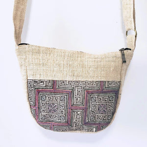 HMONG BOHO HEMP EMBROIDERED VINTAGE RECYCLED PURSE / BAG ~ MAUVE SQUARE BAGS & PURSES ZENZOEY JEWELRY & ACCESSORIES 
