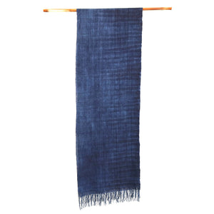 INDIGO BLUE HAND WOVEN ~ HAND DYED 100% RECYCLED HEMP SCARF SCARVES ZENZOEY JEWELRY & ACCESSORIES 