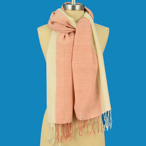 PEACH & CREAM 100% ORGANIC COTTON AND NATURAL DYED SCARF OR SHAWL SCARVES ZENZOEY JEWELRY & ACCESSORIES 