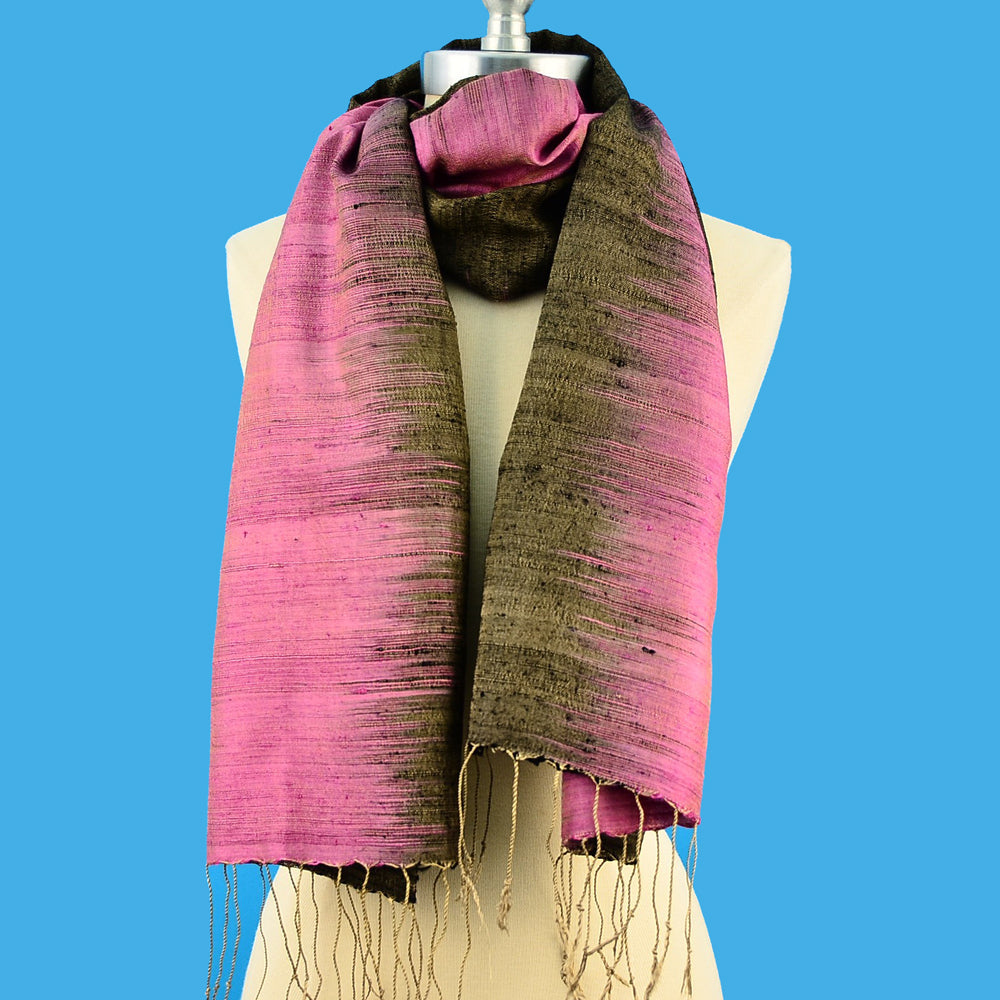 PINK ~ BODHI HAND-WOVEN HAND-DYED 100% SILK SCARF OR SHAWL