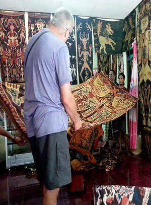 Ikat tapistry shopping in Sumba. 