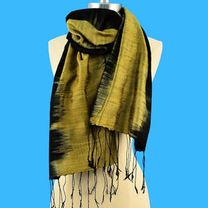 BLACK GOLD ~ BODHI HAND-WOVEN HAND-DYED 100% SILK SCARF OR SHAWL SCARVES ZENZOEY JEWELRY & ACCESSORIES 