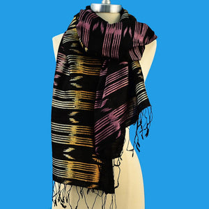 BLACK GOLD LAVENDER ~ HAND-WOVEN HAND-DYED 100% SILK SCARF OR SHAWL SCARVES ZENZOEY JEWELRY & ACCESSORIES 