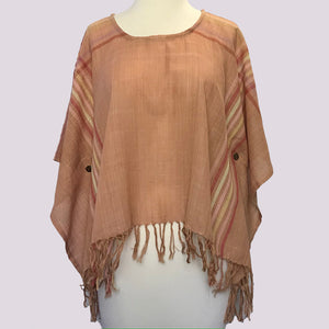 BOHO HAND WOVEN SHORT BEACH PONCHO OR TOP Apparel & Accessories ZENZOEY JEWELRY & ACCESSORIES Cream 