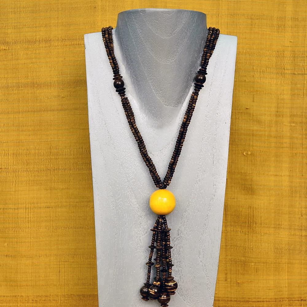 COCONUT BEADED NECKLACE - YELLOW IMPORTED NECKLACES ZENZOEY JEWELRY & ACCESSORIES 