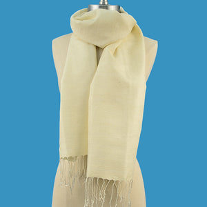 CREAM~ SABAI HAND-WOVEN NATURAL COLOR 100% SILK SCARF OR SHAWL SCARVES ZENZOEY JEWELRY & ACCESSORIES 