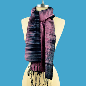 FUCHSIA & BLACK ~ BODHI HAND-WOVEN HAND-DYED 100% SILK SCARF OR SHAWL SCARVES ZENZOEY JEWELRY & ACCESSORIES 