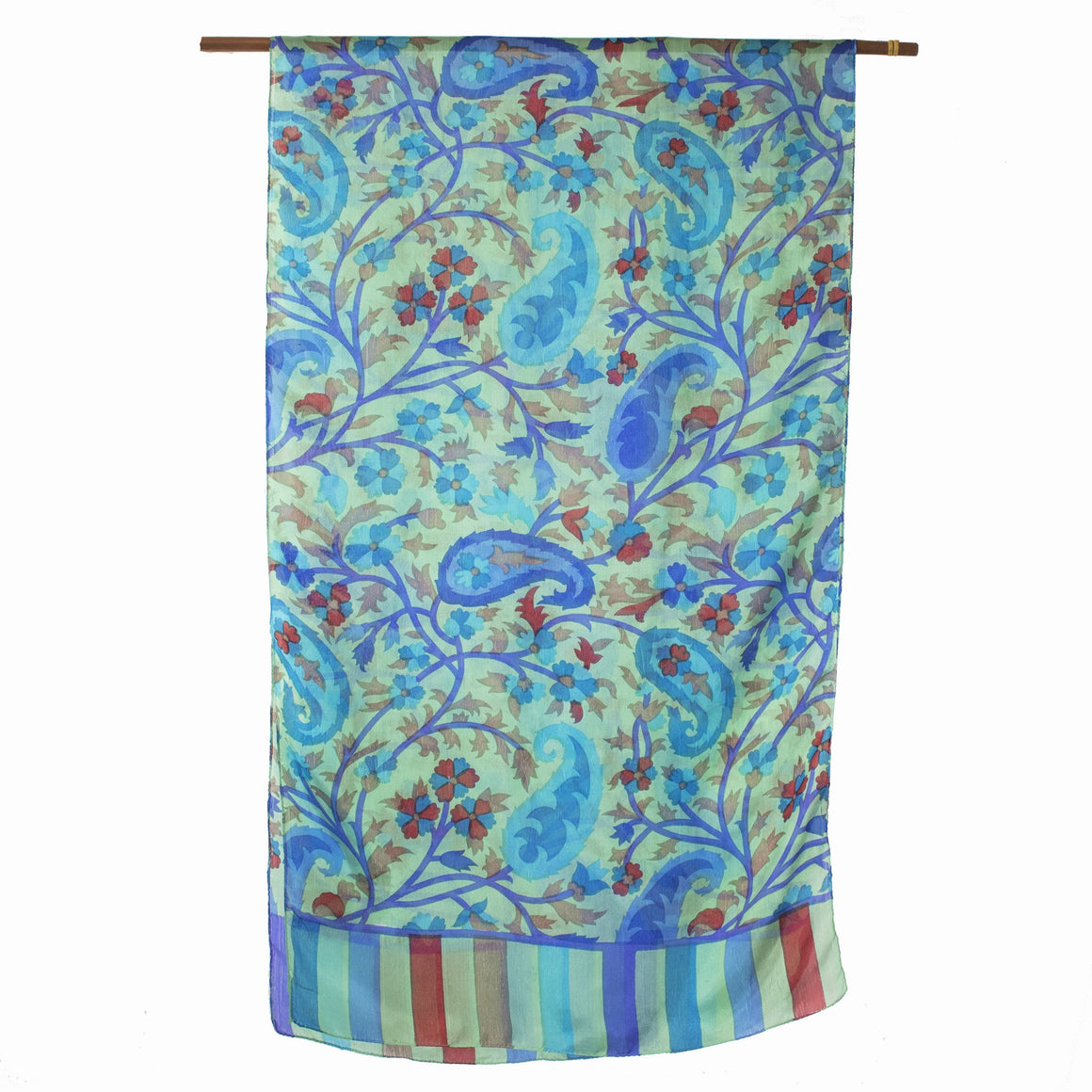 GREEN BLUE WINE 100% SILK FLORAL PAISLEY SCARF SCARVES ZENZOEY JEWELRY & ACCESSORIES 