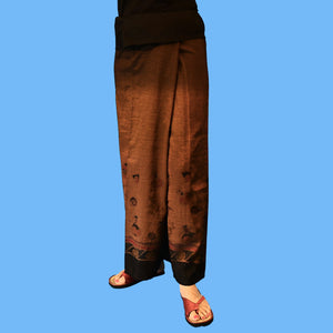 HAND PAINTED BOHO 60% SILK 40% COTTON THAI FISHERMAN PANTS - COPPER Clothing ZENZOEY JEWELRY & ACCESSORIES 