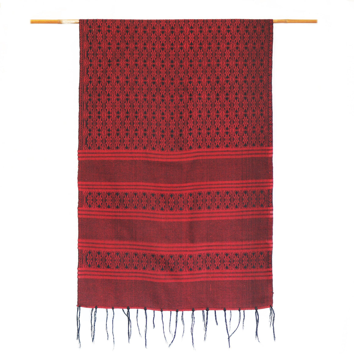 HAND-WOVEN COTTON LAOTIAN BLACK & MAROON WALL HANGING~TABLE RUNNER WALL HANGINGS ZENZOEY JEWELRY & ACCESSORIES 