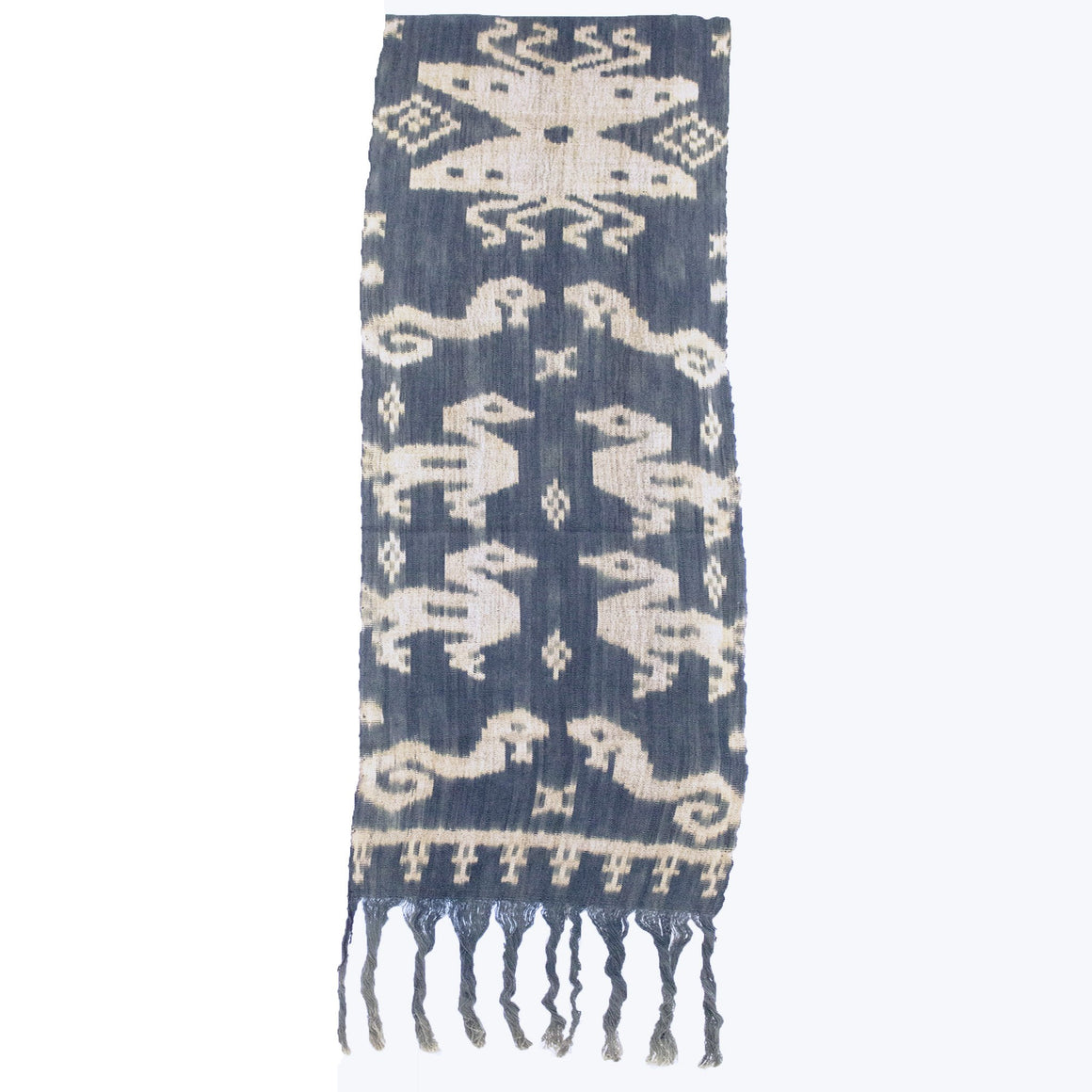 INDIGO & CREAM HAND WOVEN ~ HAND DYED 100% IKAT SCARF SCARVES - BALI ZENZOEY JEWELRY & ACCESSORIES 