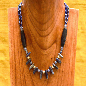 LAPIS AND BLACK AGATE NECKLACE ~ INDIGO DREAMS One Of A Kind Jewelry ZENZOEY JEWELRY & ACCESSORIES 21" long 