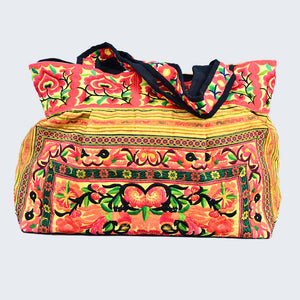LARGE TOTE BOHO EMBROIDERED VINTAGE RECYCLED HMONG BAG BAGS & PURSES ZENZOEY JEWELRY & ACCESSORIES 