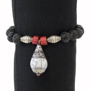 MEN'S LAVA STONE & CORAL BRACELET ~ GROUNDED TO MOTHER EARTH Men's ZENZOEY JEWELRY & ACCESSORIES 