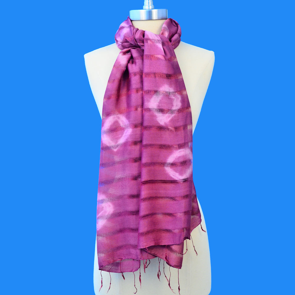 MULBERRY ISAN TIE-DYE HAND WOVEN SILK & COTTON SCARF SCARVES ZENZOEY JEWELRY & ACCESSORIES 