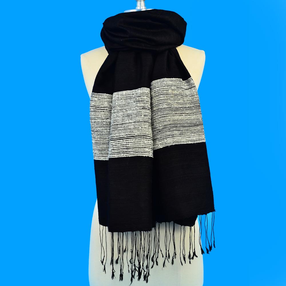 OBSIDIAN ~ HAND-WOVEN HAND-DYED 100% SILK SCARF OR SHAWL SCARVES ZENZOEY JEWELRY & ACCESSORIES 
