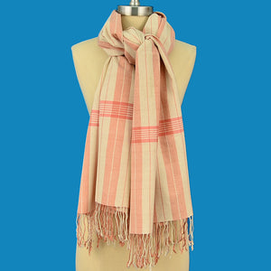 PEACH 100% ORGANIC COTTON AND NATURAL DYED SCARF OR SHAWL SCARVES ZENZOEY JEWELRY & ACCESSORIES 