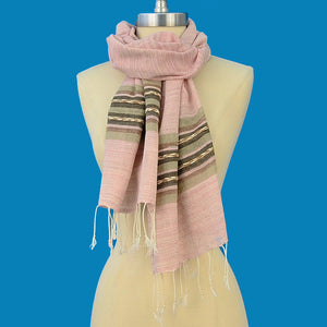 PINK LIGHT WEIGHT FAIRTRADE 100% ORGANIC COTTON NATURAL DYED SCARF SCARVES ZENZOEY JEWELRY & ACCESSORIES 