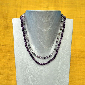 PURPLE AMETHYST DOUBLE STRAND NECKLACE NECKLACE, CHAKRA, INTENTION ZENZOEY JEWELRY & ACCESSORIES 