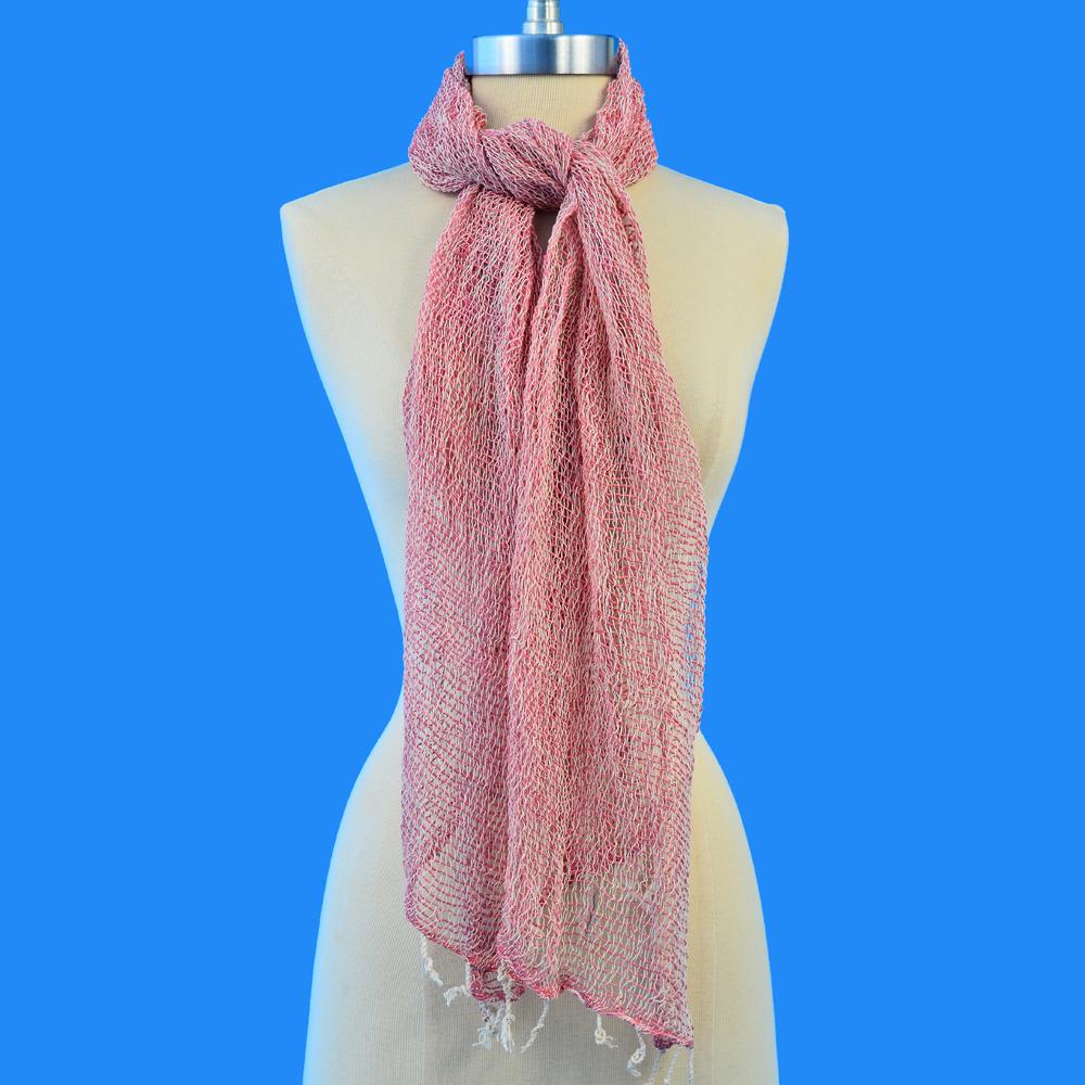 SHANTI LIGHT PINK OPEN WEAVE 100% ORGANIC COTTON SCARF SCARVES ZENZOEY JEWELRY & ACCESSORIES 