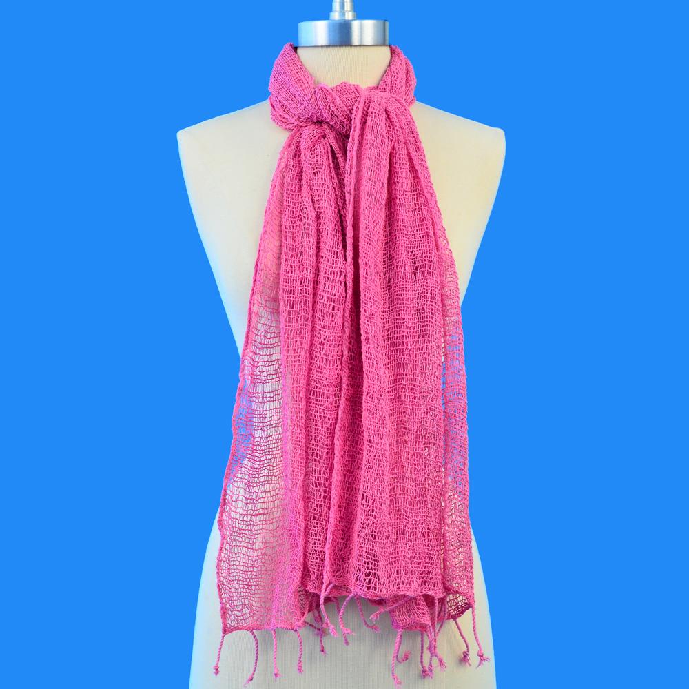 SHANTI PINK OPEN WEAVE 100% ORGANIC COTTON SCARF SCARVES ZENZOEY JEWELRY & ACCESSORIES 