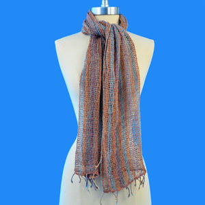 SHANTI TURQUOISE PURPLE BROWN OPEN WEAVE 100% ORGANIC COTTON SCARF SCARVES ZENZOEY JEWELRY & ACCESSORIES 