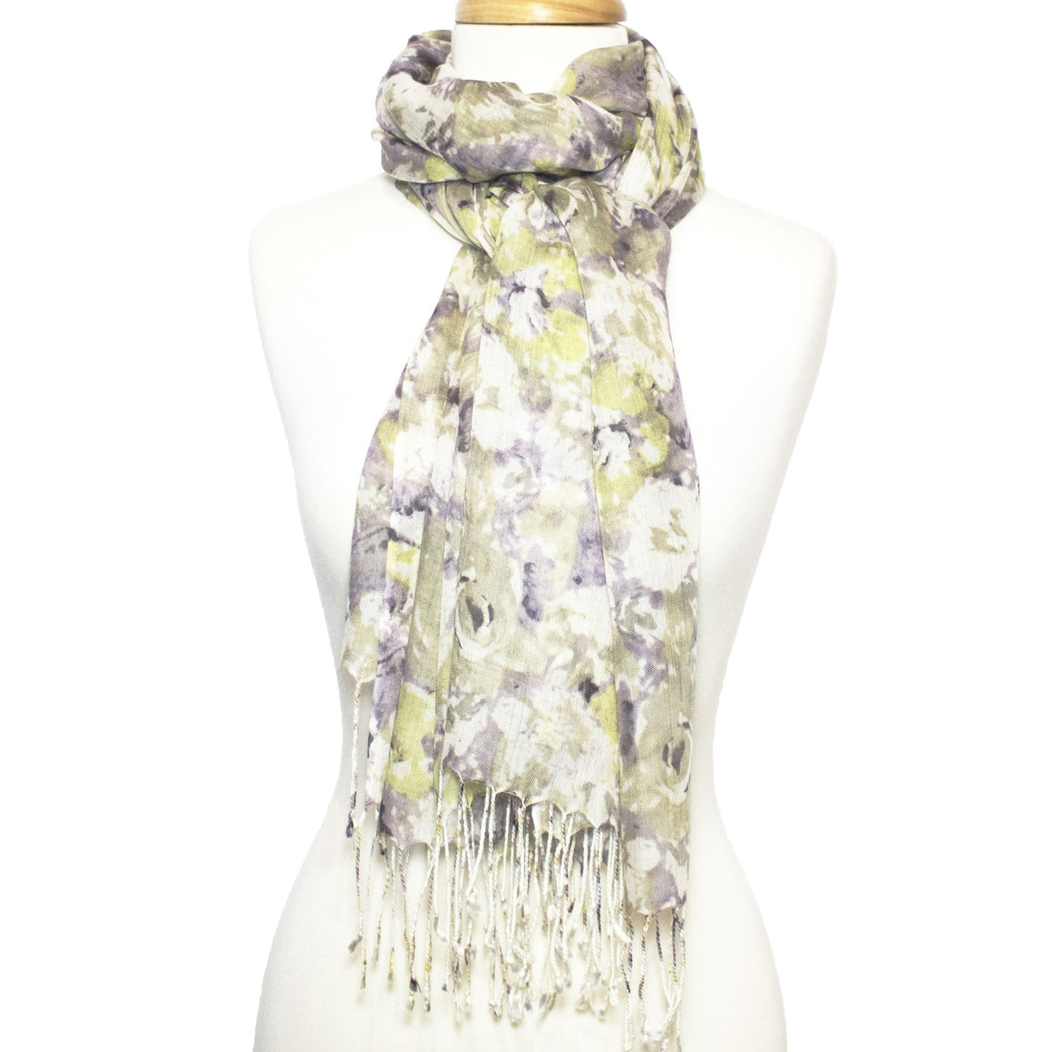 SOFT 100% COTTON LAVENDER & GREEN FLORAL SCARF SCARVES ZENZOEY JEWELRY & ACCESSORIES 